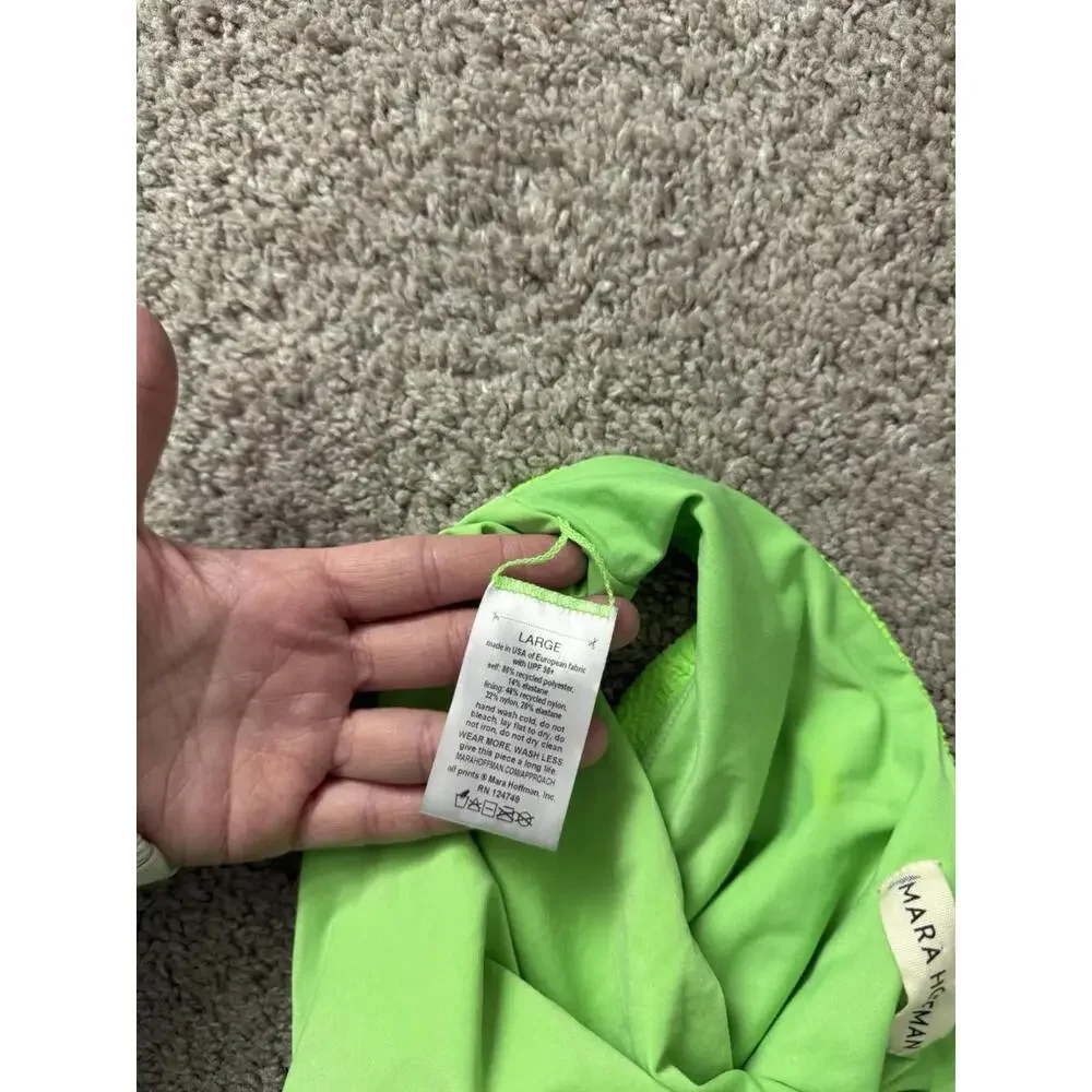 Mara‎ Hoffman Swimsuit Sz L Blanca Cutout One Piece Swimsuit Lime Green Textured